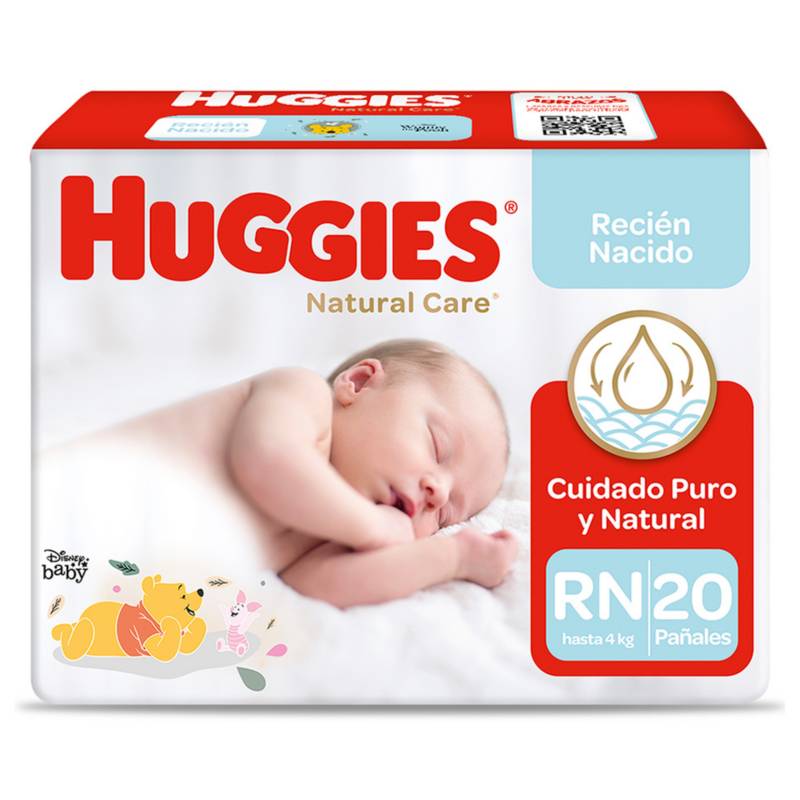 HUGGIES - Pañal Recién Nacido Huggies Natural Care - Bolsa 20 UN