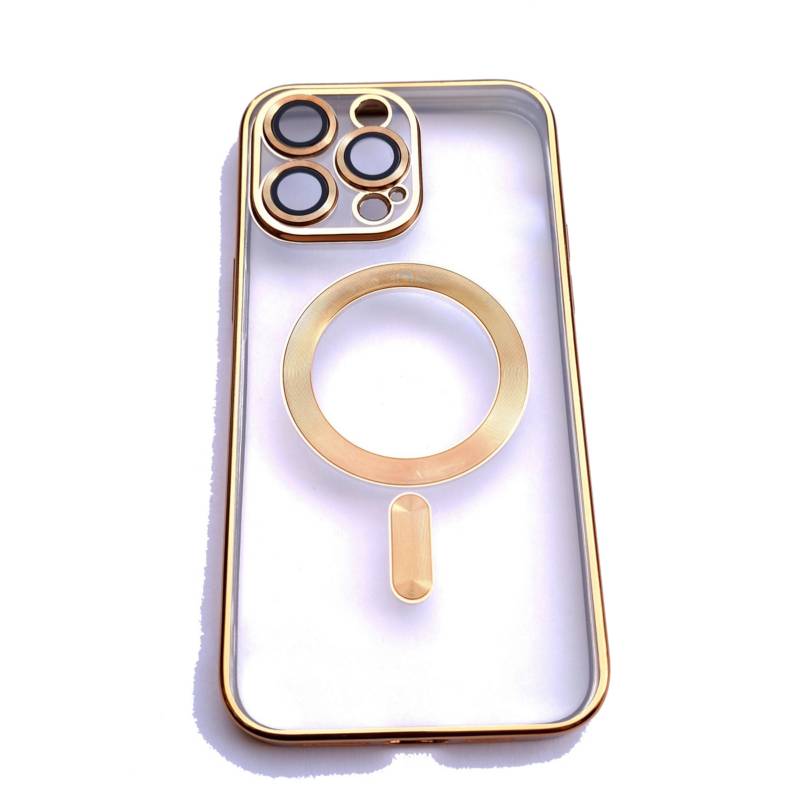Funda MagSafe transparente y metal iPhone 14 Plus (dorado) 
