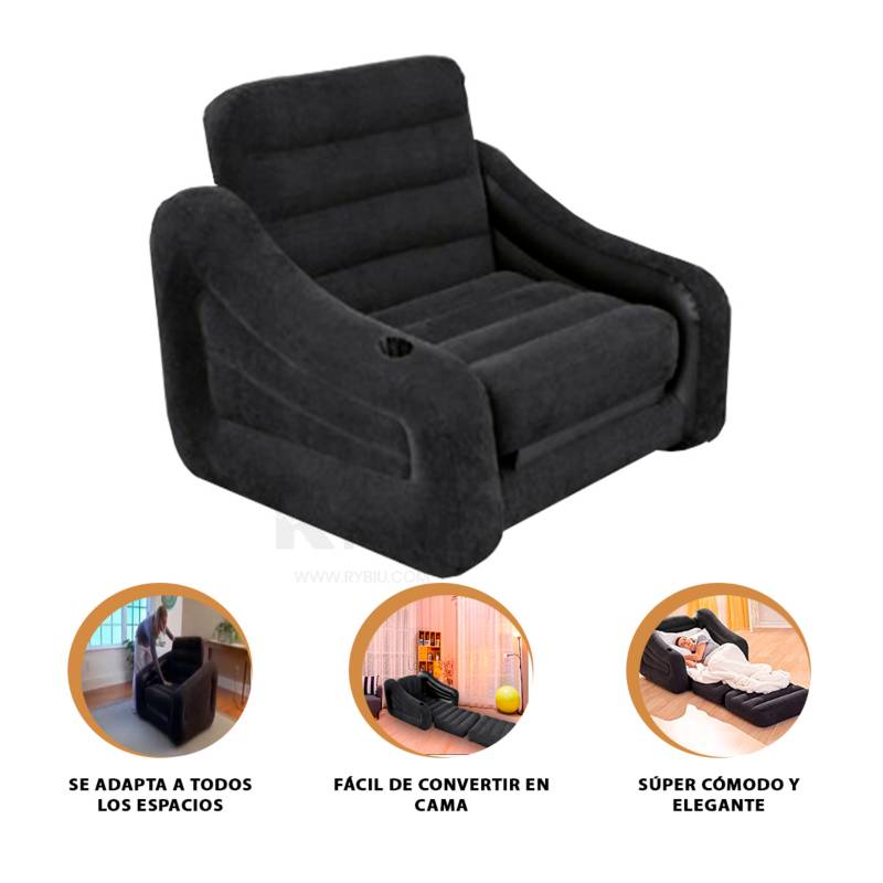 RYBIU IMPORT - Sofa Cama Individual Inflable de Color Negro