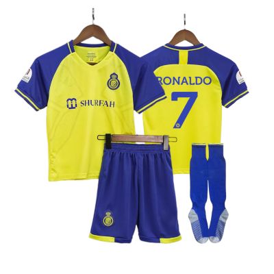 17-18 RM Retro Niños Camiseta Cristiano Ronaldo CR7 Niño Kit Visitante De  Fútbol Azul + Pantalones Cortos Conjunto