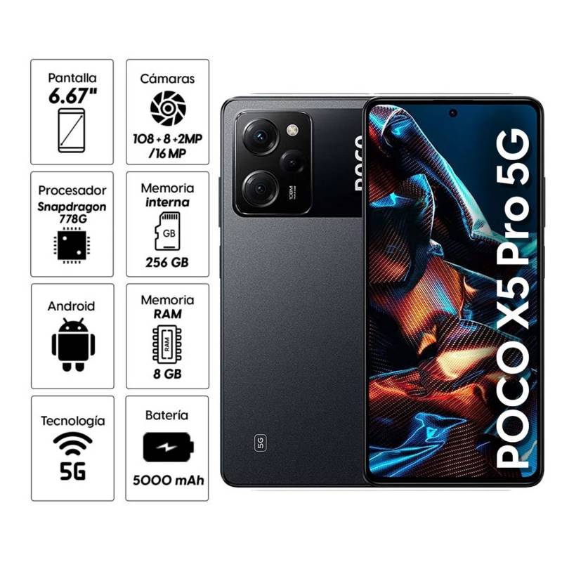 Celular 5G Xiaomi Poco X5 Negro 256GB