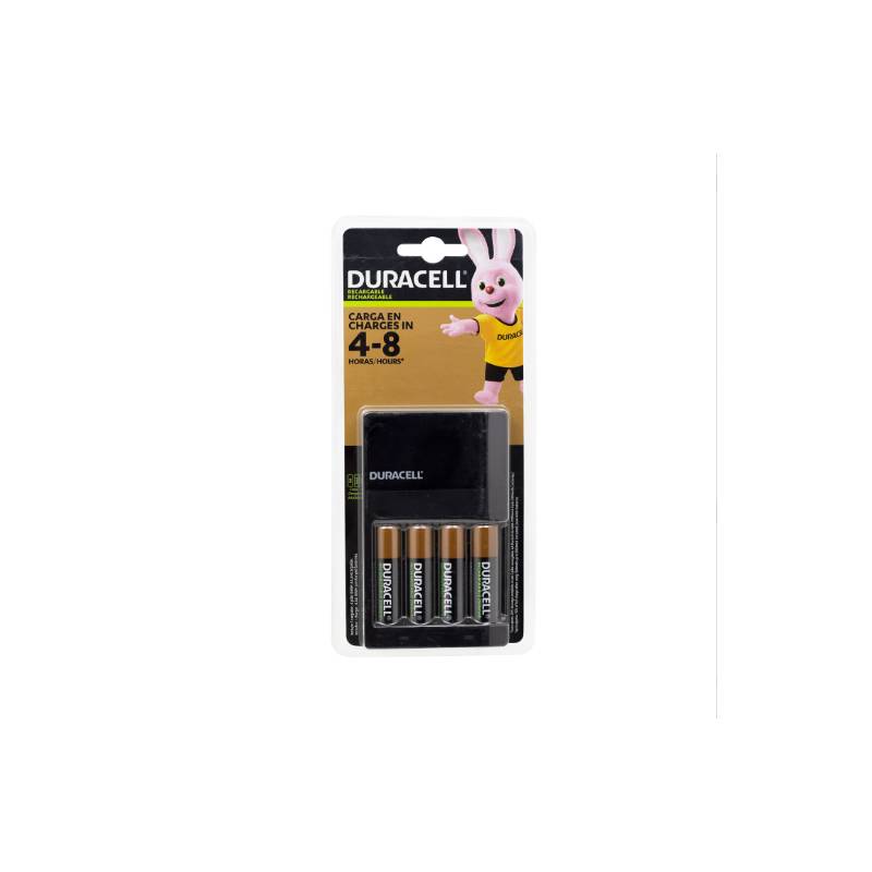 Kit Duracell con Cargador y 4 Baterías recargables AA.