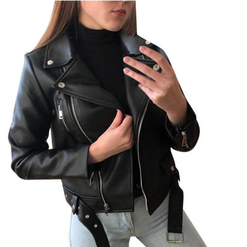 GENERICO CHAQUETA CUERO MUJER MANGA LARGA BIKER