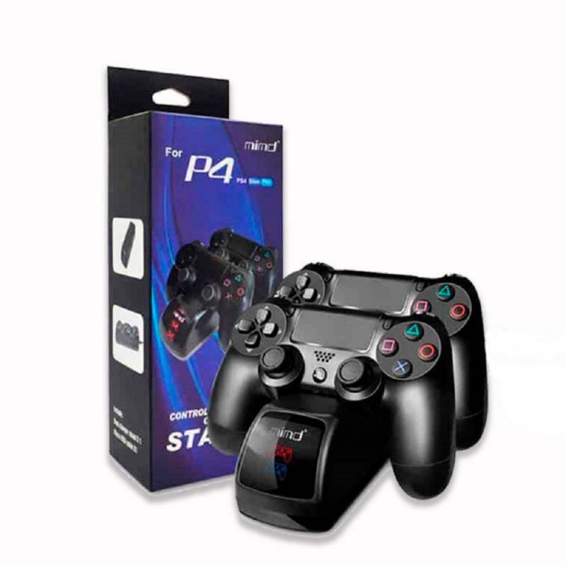 Base Cargador Mando PS4 Con Control Play4 Inalambrico Color Negro IMPORTADO