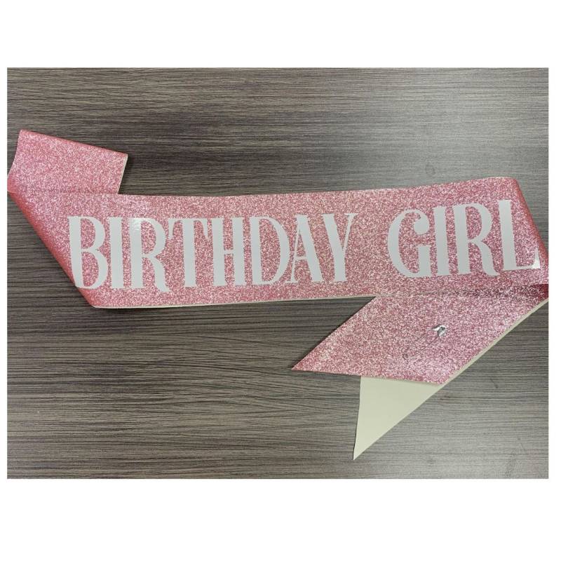 Banda cumpleaños Birthday Girl blanco con rosado - IBIZA STORE