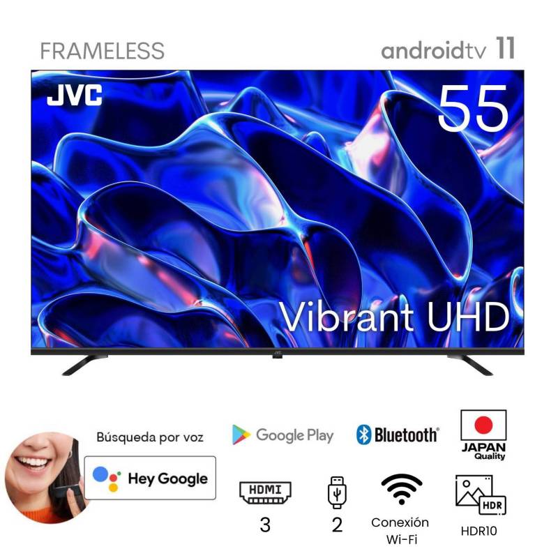 JVC - Televisor JVC 55" Android 11 Smart TV 4K UHD 55KB527
