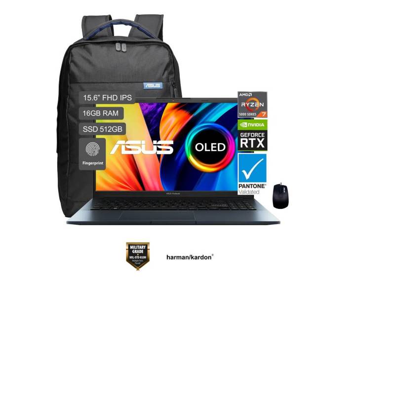 ASUS - Laptop Asus Vivobook Pro M6500QC 15.6" FHD OLED AMD Ryzen 7 5800H 16GB 512GB SSD RTX3050 Windows 11