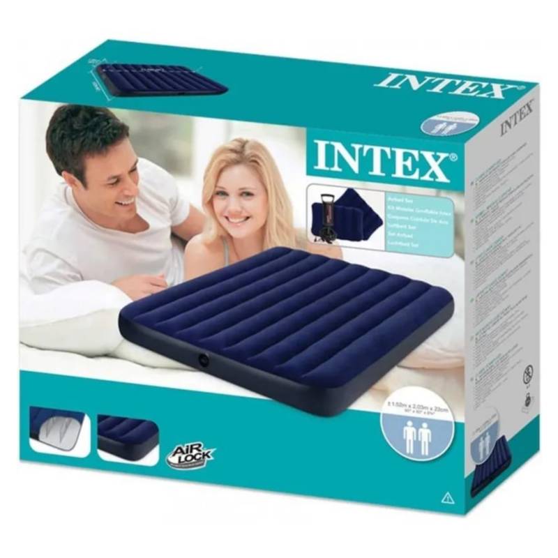 Intex Colchón hinchable con 2 almohadas y bomba