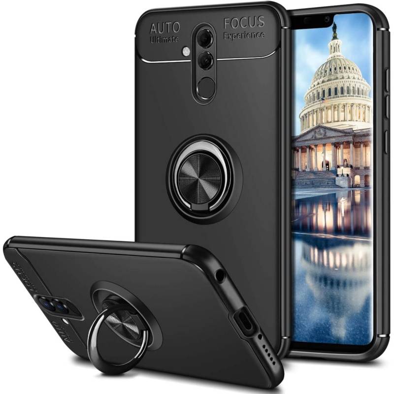 Funda Case for Huawei Mate 20 Lite Ahumado con Anillo Negro Resistente  GENERICO