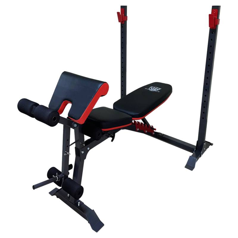 Ripley - BANCO PARA PESAS DE DOBLE RACK Y PREDICADOR MINI GYM