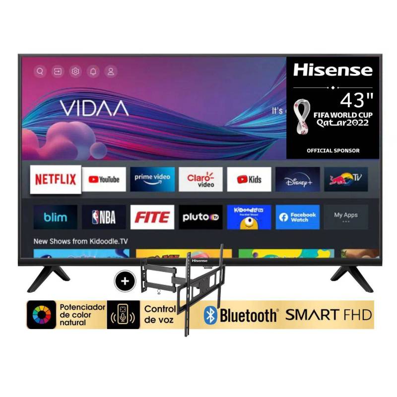HISENSE - Televisor Hisense LED Smart TV Full HD 43 HDR - 43A4H + Rack