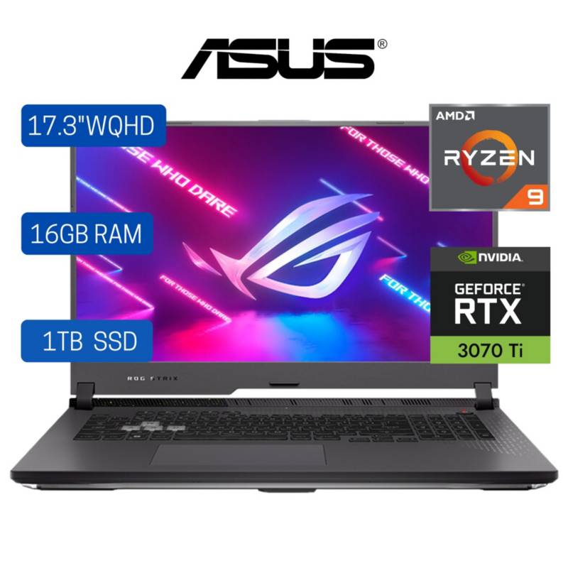ASUS - Laptop ASUS G713RW-LL039W, 17.3" WQHD,AMD Ryzen 9-6980HX,Ram16GB.SDD 1 TB,RTX 3070 8GB,Win 11