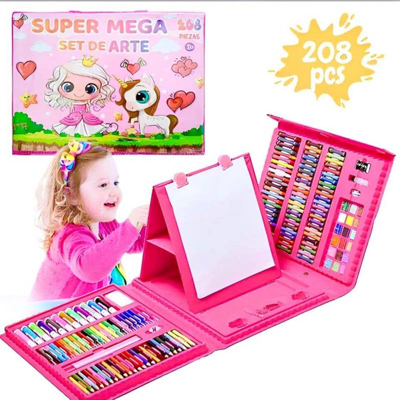 Set de Arte y Dibujo Infantil de 208 Piezas Rosado - Promart