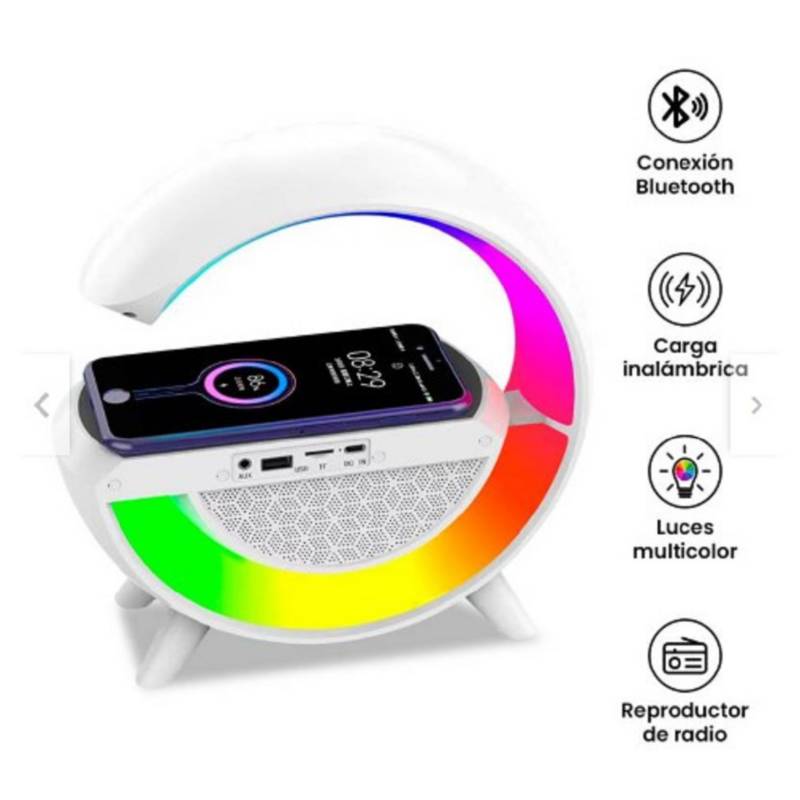 Parlante Cargador Inalámbrico 4 en 1 Lámpara Luces Rgb Bluetooth I