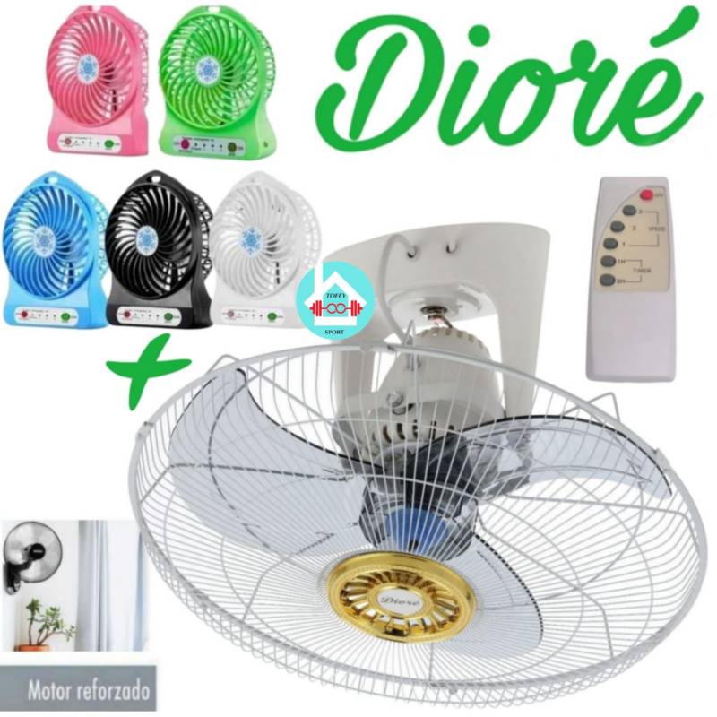 DIORE - Ventilador de techo DIORE Con Control Remoto + 1 mini ventilador