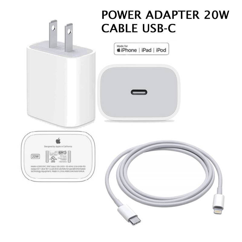 Cargador iPhone 20W Tipo C + Cable Lightning 1m