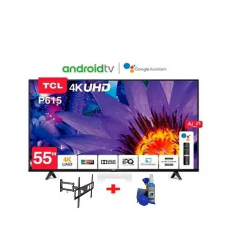 TCL - TV TCL 4K ultra HD Android Smart tv 55 55P615 + KIT Y RACK