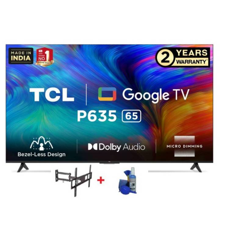 TCL - Televisor TCL 65 LED UHD 4K HDR Google TV 65P635 + kit y rack