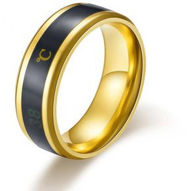 Anillo inteligente de acero con sensor de temperatura unisex plateado  GENERICO