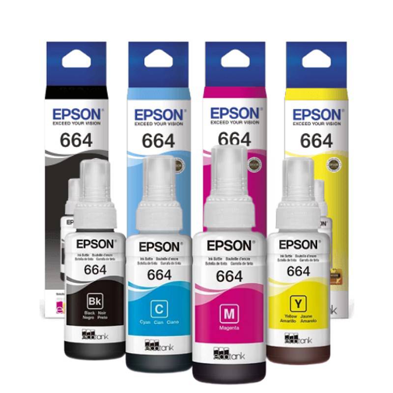 EPSON - Kit de Tintas epson t664 original color negro cyan magenta y amarillo