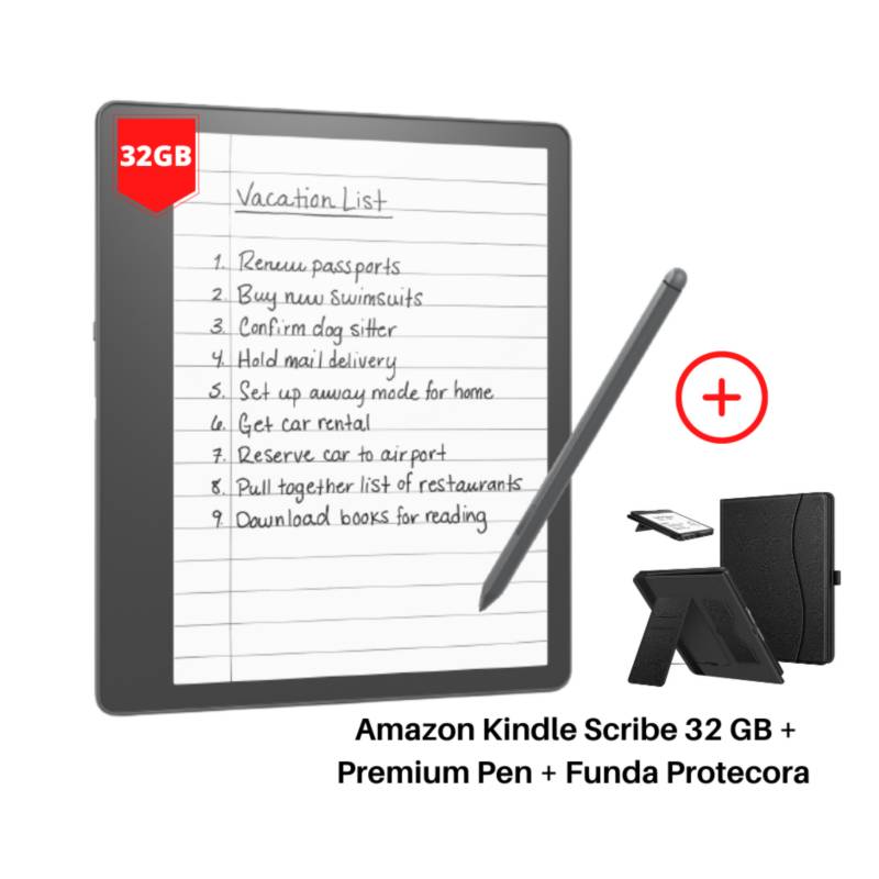 Kindle Scribe 2022 32GB 10.2” 1ra gen+Premium Pen+Funda Soporte