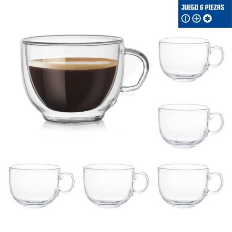 GENERICO Set De Tazas De Vidrio Para Cafe Capuchinno 6 Pzas