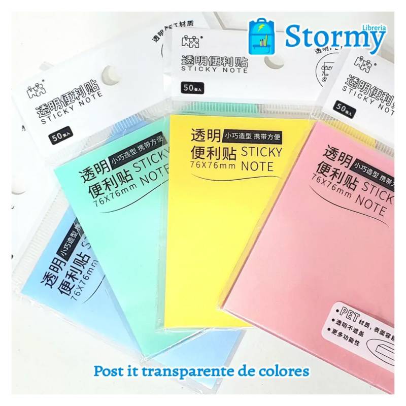 POST IT Transparente Colores Adhesiva para Escribir Notas