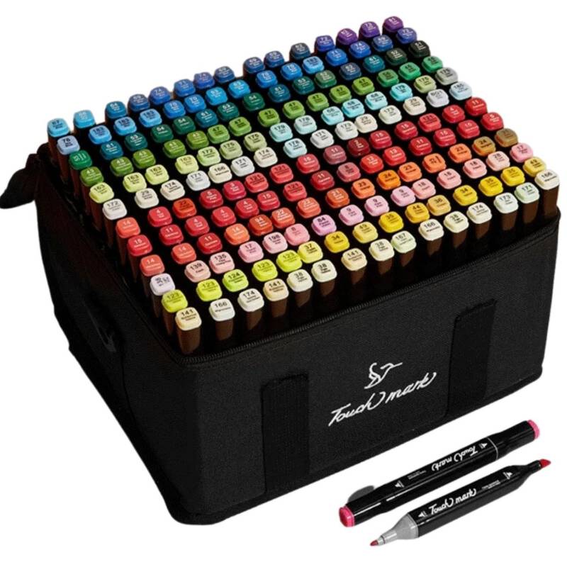 Kit Marcadores Base De Alcohol 168 Colores Punta Doble