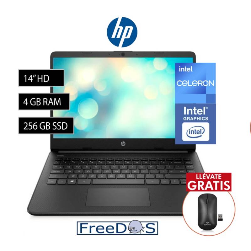 Notebook Hp 14 Dq0517la 14 Hd Intel Celeron N4120 Hasta 26ghz 4gb Ddr4 Hp 7285