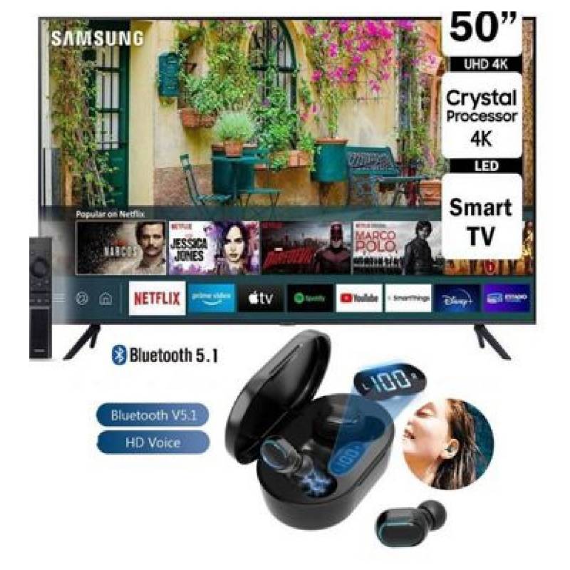 TV Samsung 50 4K UHD Smart Tizen UN50AU7090G Auriculares Bluetooth SAMSUNG