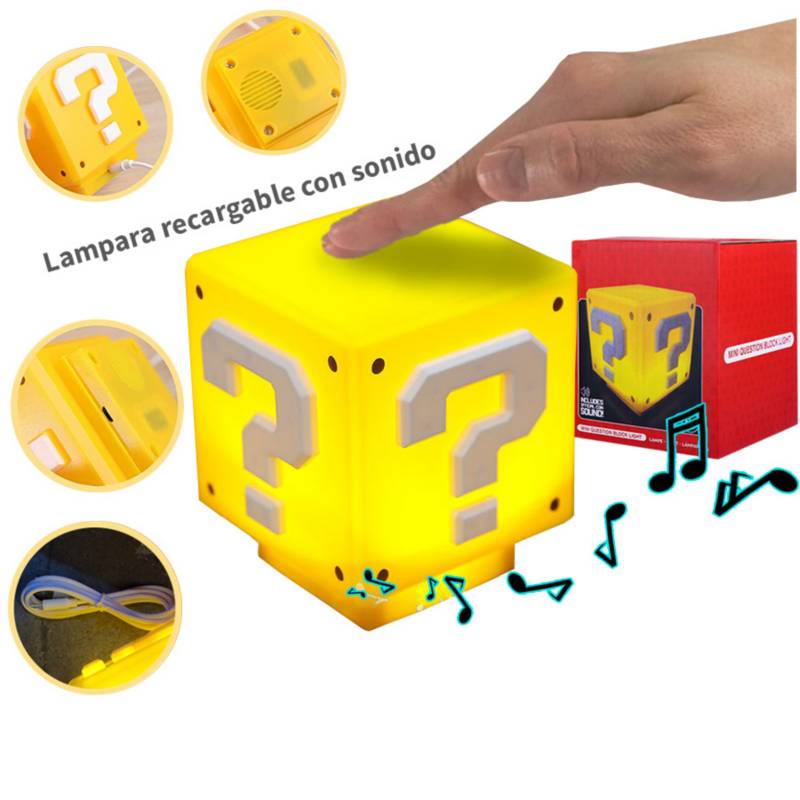 Lampara Led Mario Bros Color Amarillo Recargable Con Sonido 