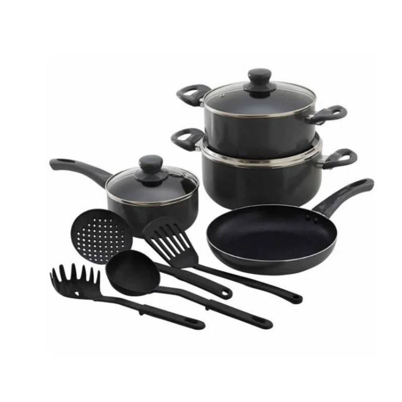 Juego de Ollas y Sarten Antiadherentes Cocina Set Cacerolas 13 Piezas Rojo  Gris