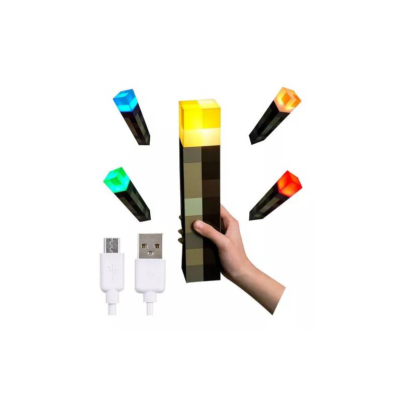 Lámpara de cargador de antorcha de Minecraft, botella que cambia de color,  juego de Minecraft, modelo de juguete circundante, antorcha, luz nocturna