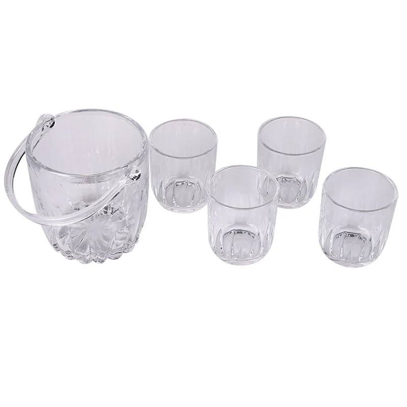 Set Hielera de Vidrio mas 4 Vasos Elegantes INSPIRA