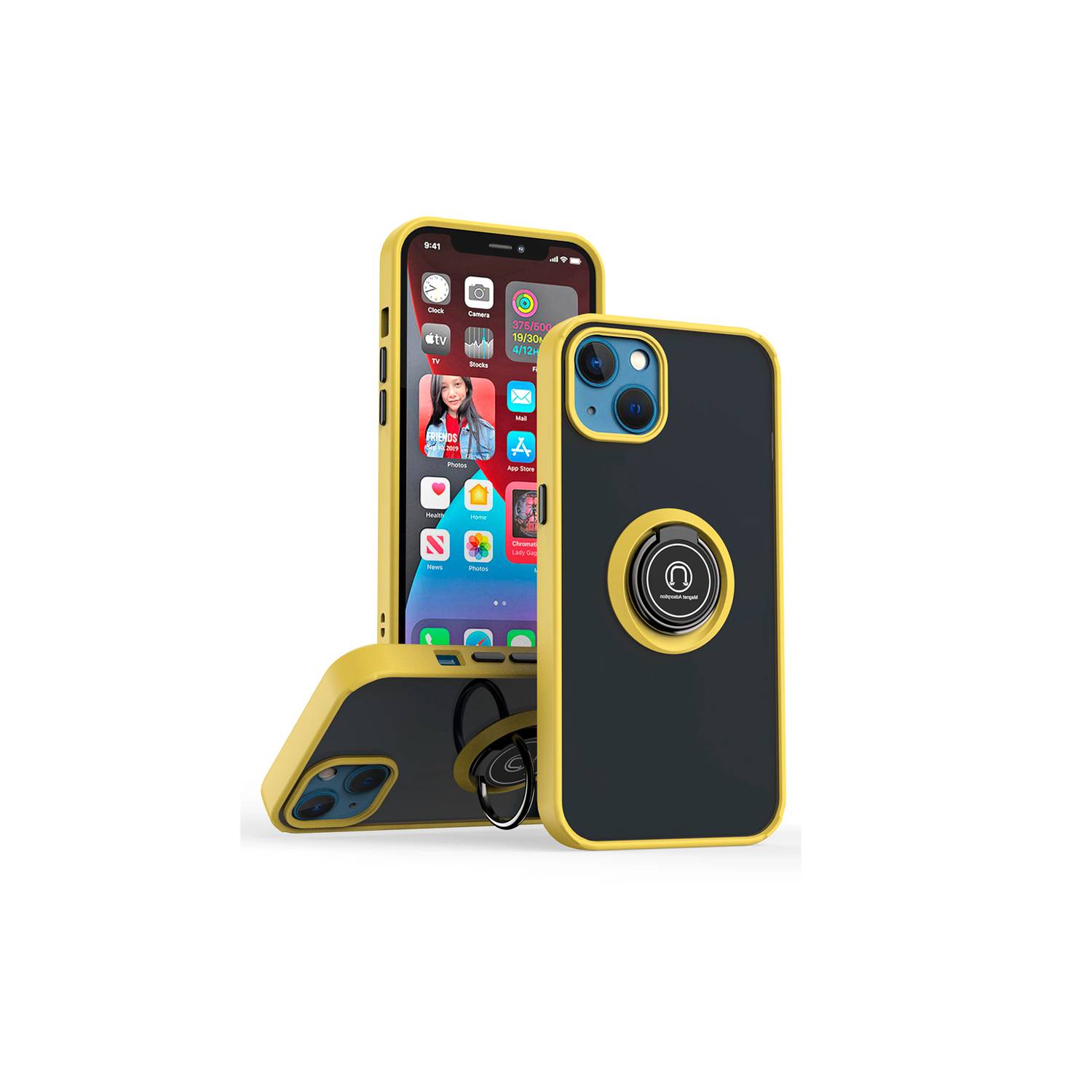 Funda Case para Xiaomi Note 12 5G Ahumado + Anillo Amarillo Resistente  GENERICO