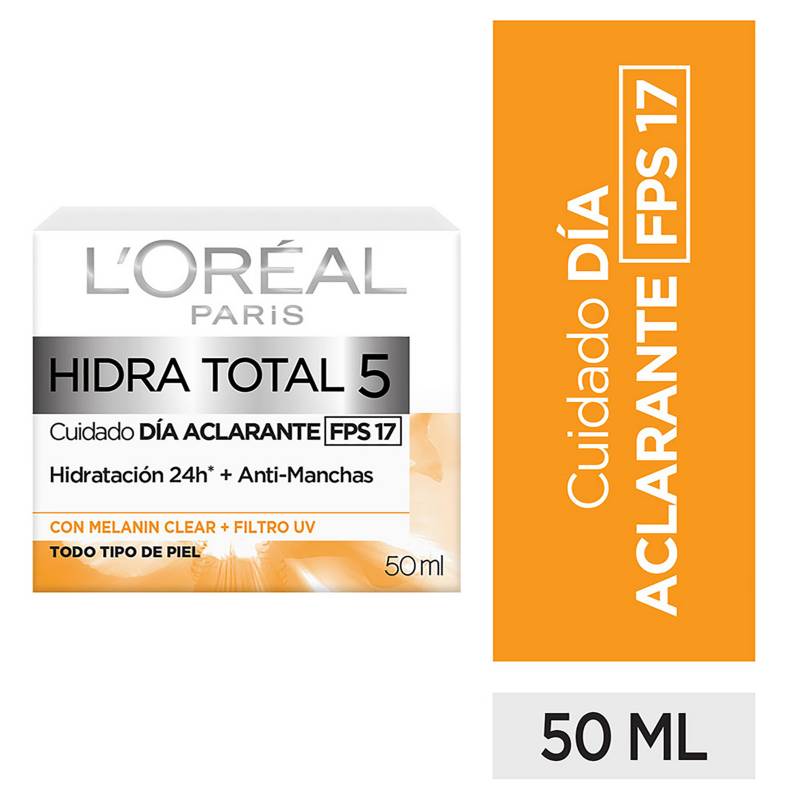 LOREAL PARIS - Crema humectante Aclarante Hidra-Total 5 x 50 ml