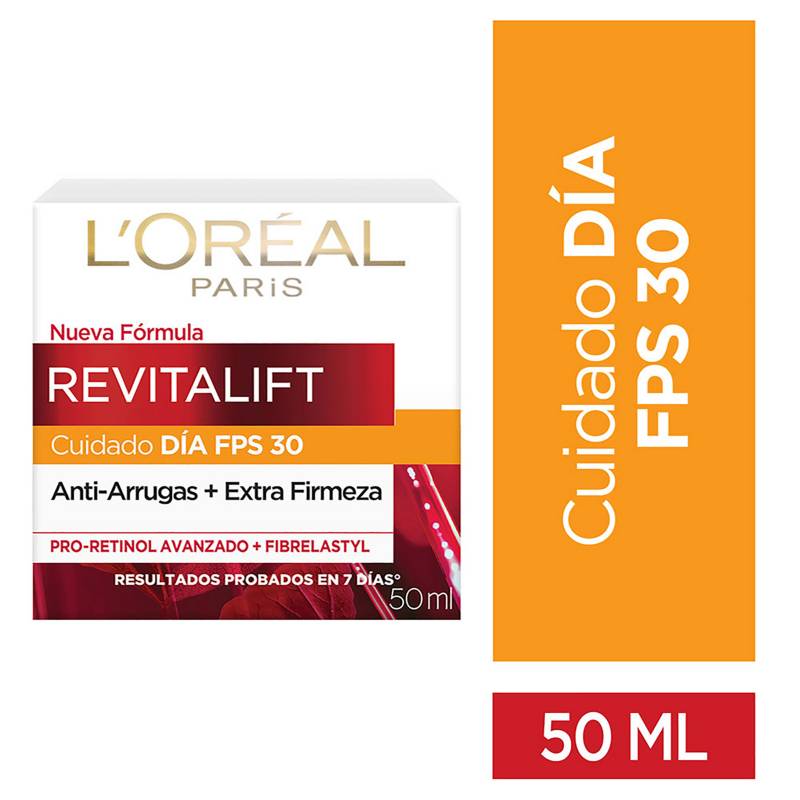 LOREAL PARIS - Crema de día anti-arrugas con FPS 30 Revitalift 50 ml