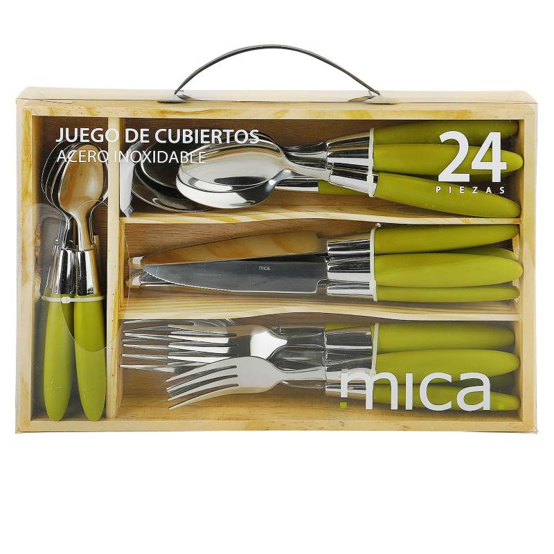 MICA - Set x24 Cubiertos con Bandeja Org. Verde