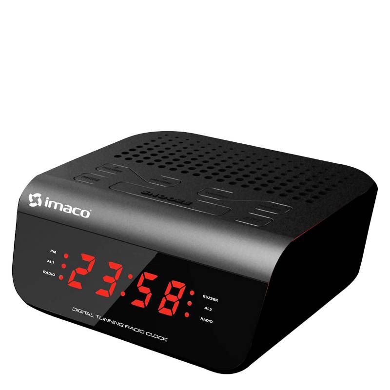 IMACO - Radio Reloj Despertador CR2060 Negro