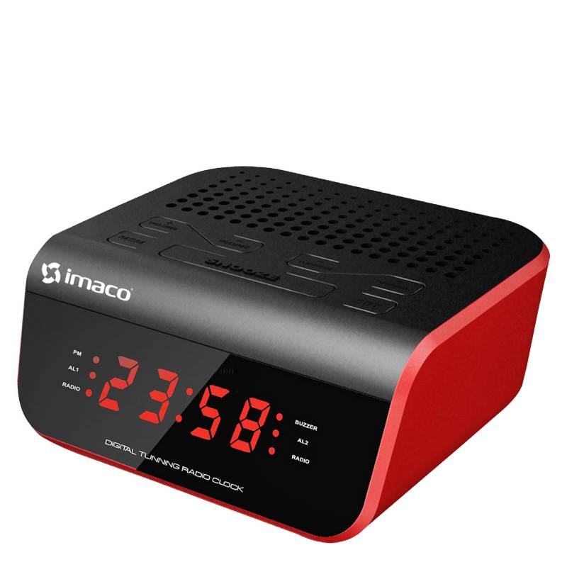 IMACO - Radio Reloj Despertador CR2060 Rojo