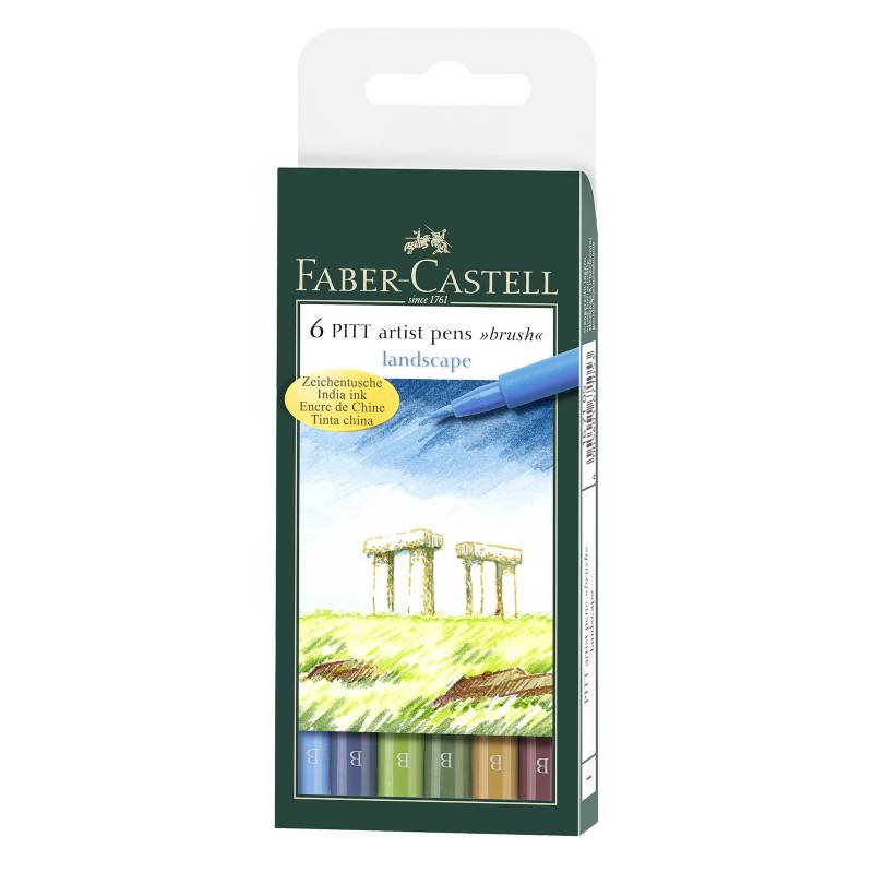 FABER-CASTELL - Set de Plumones Pitt Artist Pen Brush Landscape x 6