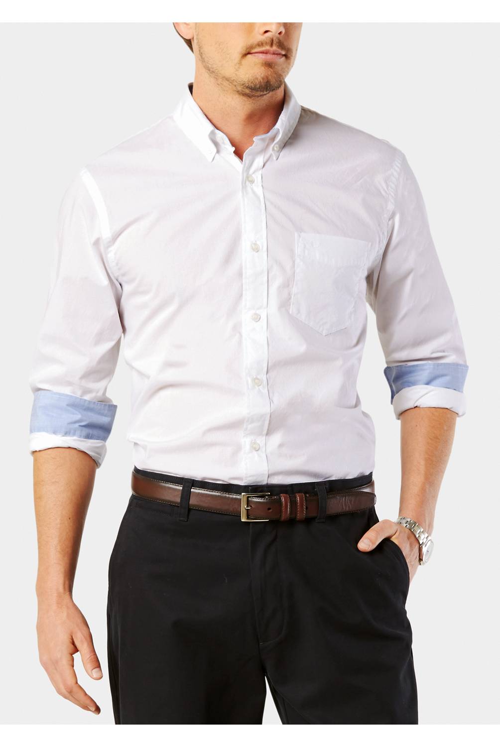DOCKERS - Camisa Formal Essential ML Blanco 