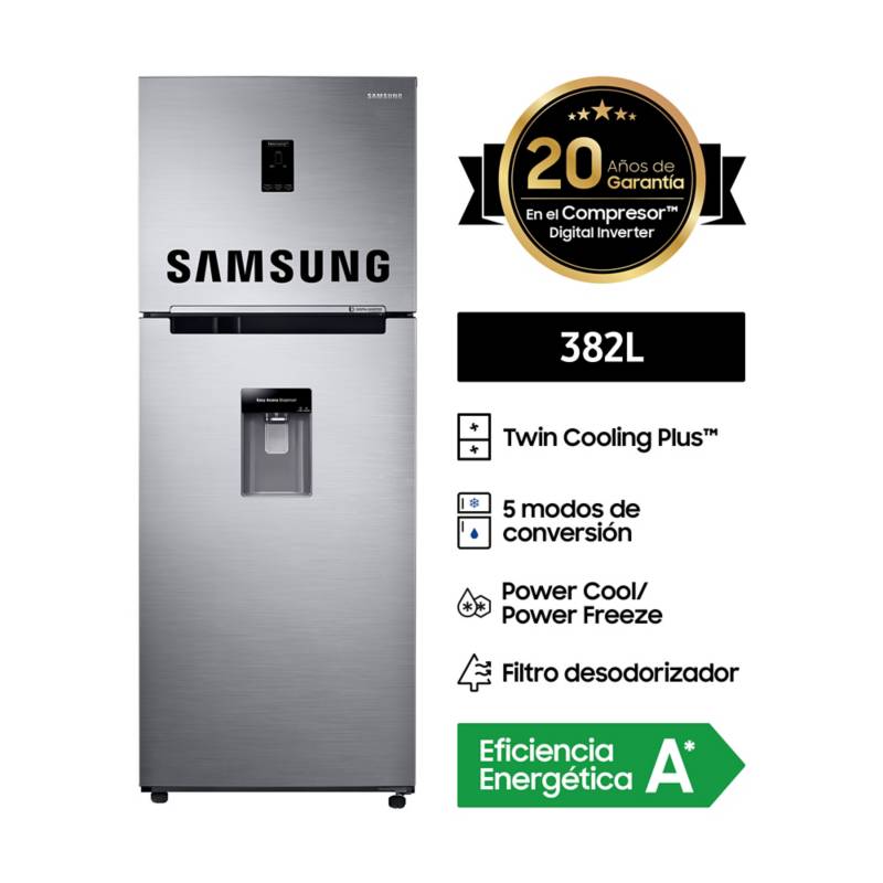 SAMSUNG - Refrigeradora Samsung Top Mount 382Lt RT38K5930S8 Silver