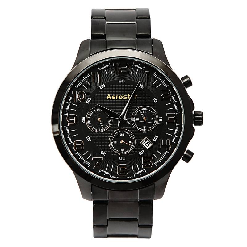 AEROSTAR - Reloj Hombre Metal Negro 