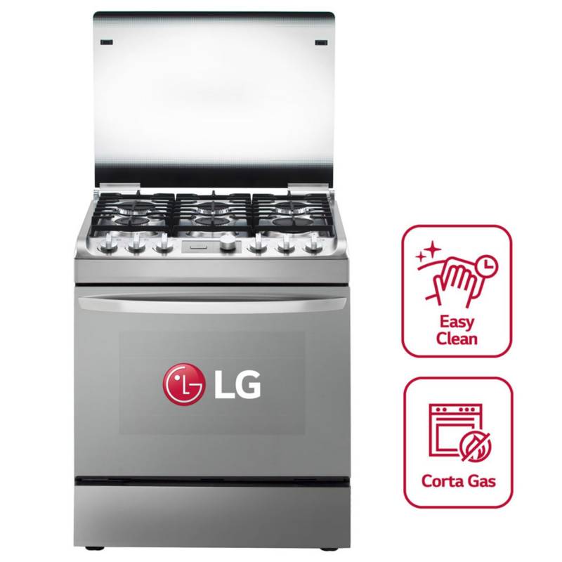 LG - Cocina Gas 6 Hornillas con Easy Clean Acero inoxidable LG RSG314M 