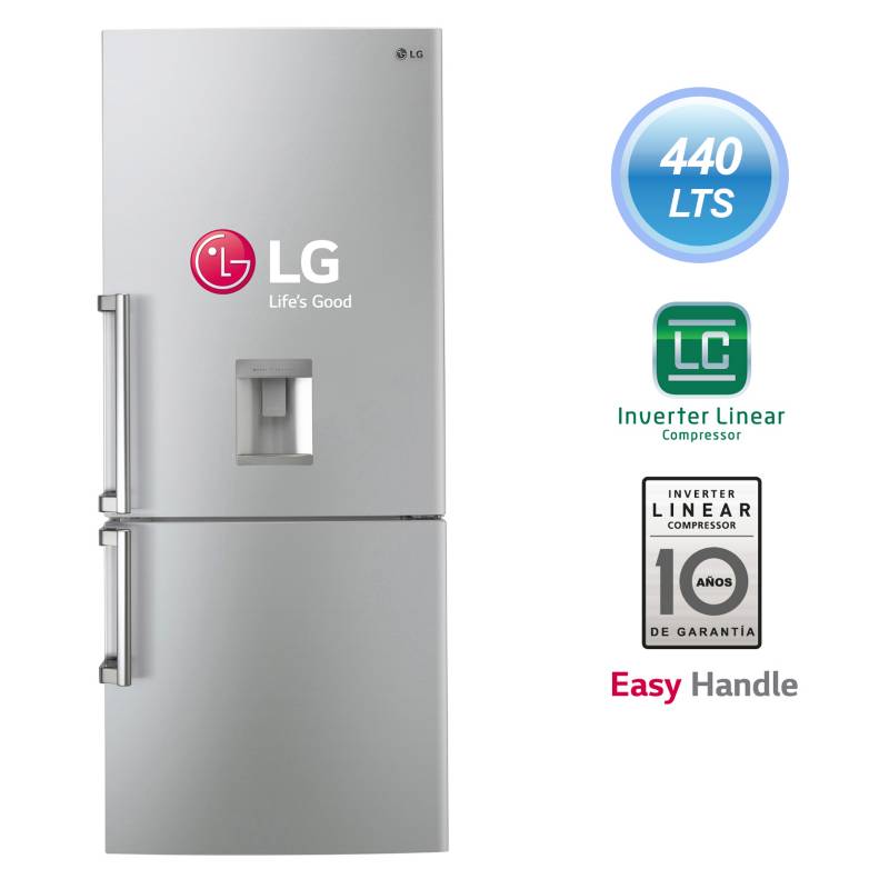 LG - Refrigeradora Bottom Freezer 440 Lt GB45EV Inox