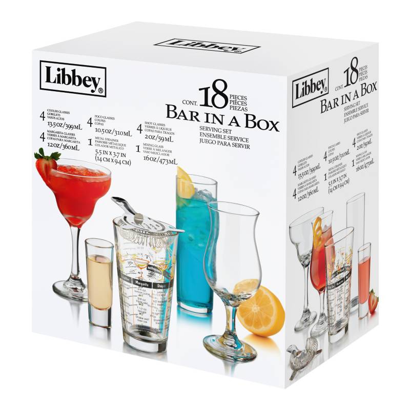 LIBBEY - Juego de 18 Piezas Bar in a Box