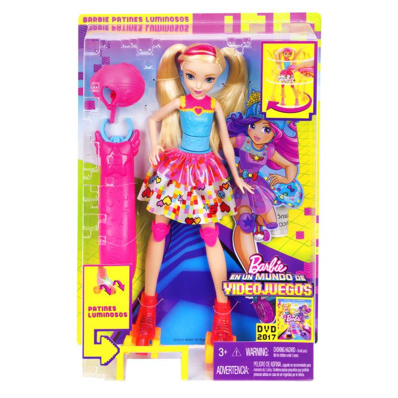 BARBIE - Muñeca Patines Luminosos Barbie en un Mundo de Videojuegos