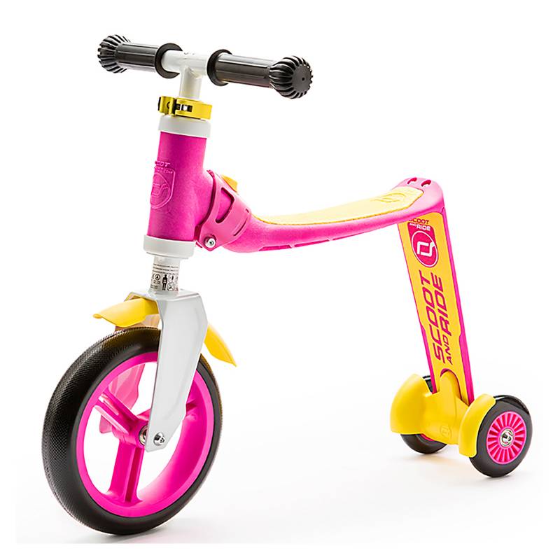 SCOOT & RIDE - Scooter-Bicicleta de Balance Highwaybaby+ Rosa con Amarillo