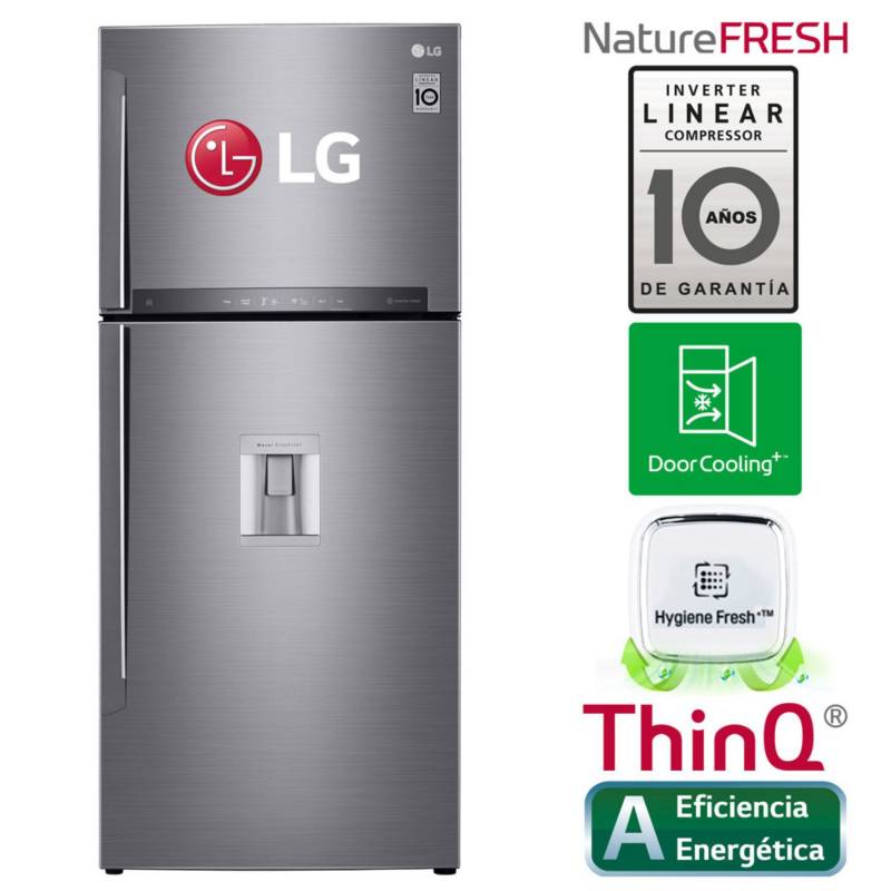 LG - Refrigeradora LG Top Mount con Filtro Higiénico inteligente 410 LT LT41SGP Plateada
